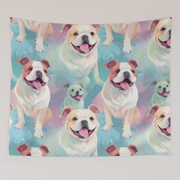 Item preview, A dreamy smiling bulldog exudes charm, warmth, and contentment designed and sold by StrawberryJolly.
