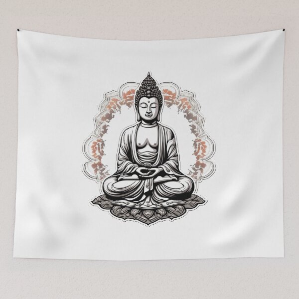 Item preview, Buddha Black White , positive bright sticker , home decoration designed and sold by MartynGrey.