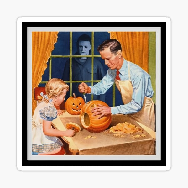 Item preview, Halloween, Michael Myers, Pumpkin Carving, Vintage Design T-Shirt designed and sold by TextileTrendz.