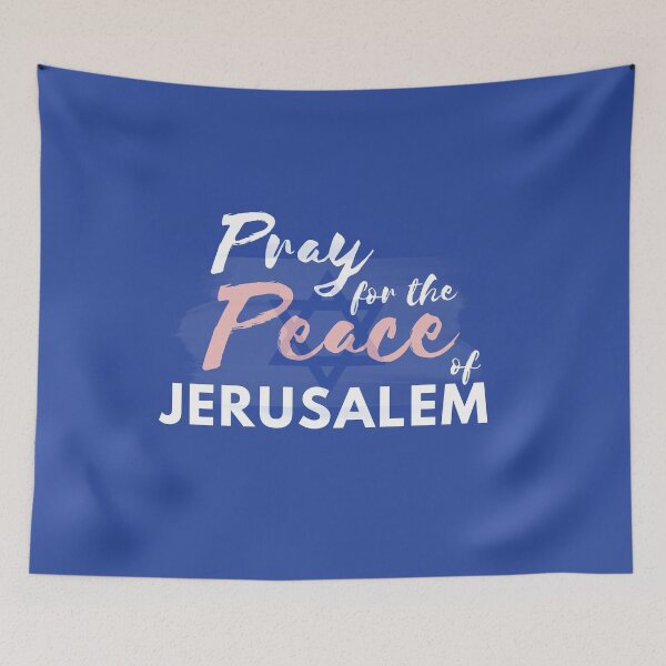 Item preview, Pray for the Peace of Jerusalem | Israeli Flag overlaid with Psalm 122:6 designed and sold by WordsToArt.