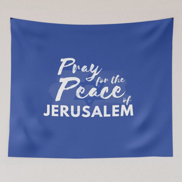 Item preview, Pray for the Peace of Jerusalem | Flag of Israel overlaid with Psalm 122:6 designed and sold by WordsToArt.