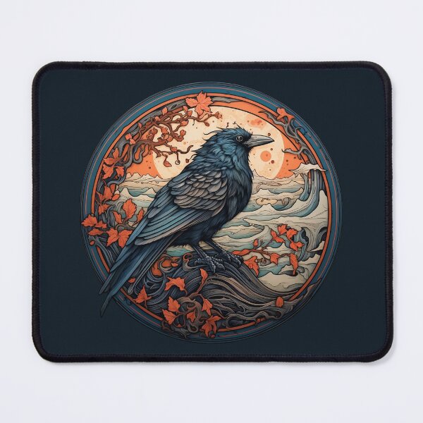 Item preview, Traditional Japanese Ukiyo-e Raven Crow Bird designed and sold by ArtstyleAlchemy.