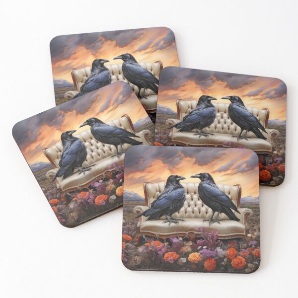 Item preview, Two Crows on a Leather Couch in a Field of Wildflowers  designed and sold by ckwags.