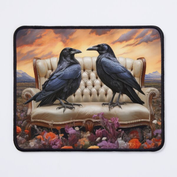 Item preview, Two Crows on a Leather Couch in a Field of Wildflowers  designed and sold by ckwags.
