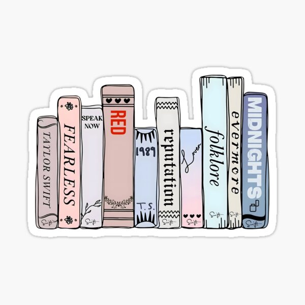 Taylor Swift Sticker, Albums as Books, Black and White Book Spines, Die-cut  Aesthetic Minimalist Sticker, Swiftie Gift, Bookish Sticker 