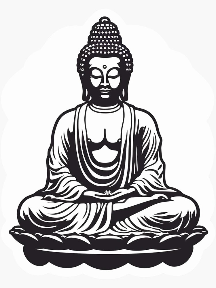 Sticker for Sale mit Buddha Schwarz Weiß, buddhistisches Symbol