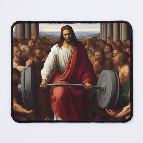 Item preview, “Barbell Blessings”–Jesus, The Ultimate Deadlifter and Squater On Leg Day designed and sold by ignasirus.