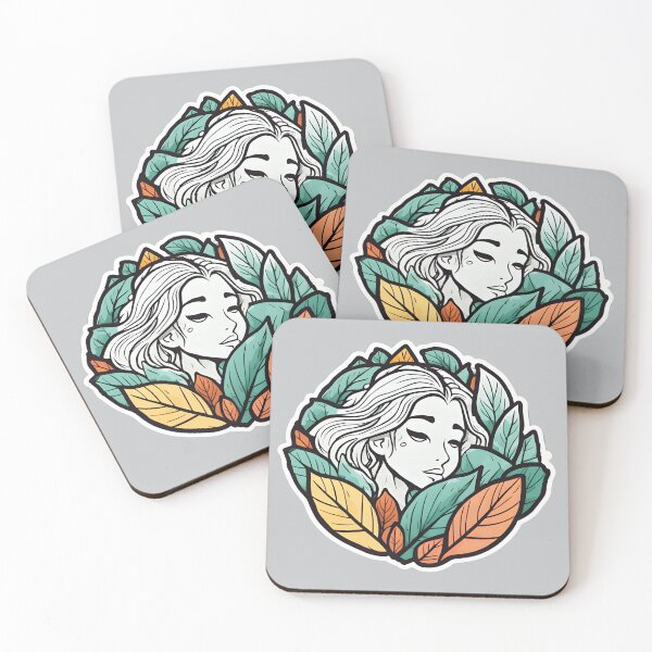 Item preview, Girl sleeping  in a pack of autumn leaves designed and sold by MiniCharm.