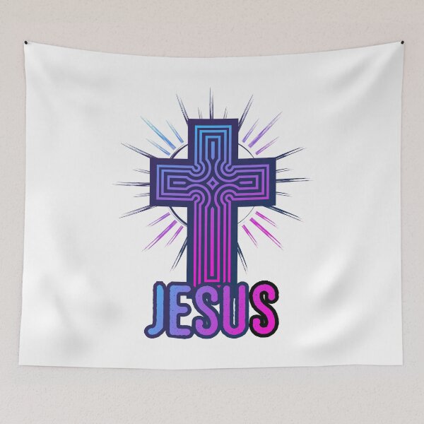 Item preview, Jesus and Cross in Blue and Pink designed and sold by Angela Cini.