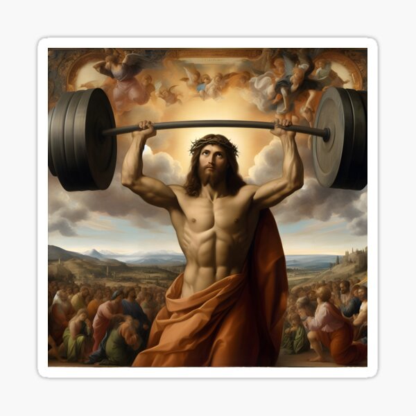 Funny Jesus Christian Weight Lifting by Hoornbeek, William