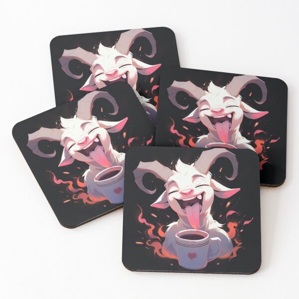 Item preview, coffee drinking monday goat - grumpy goat drinking coffee, hell, demonic, satanic, occult, witchcraft, witchy, cartoon animal, goth designed and sold by Productsbane.