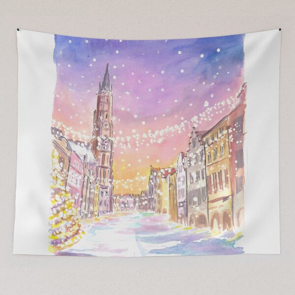 Item preview, Landshut Old Town in Winter with XMAS Decoration  designed and sold by artshop77.