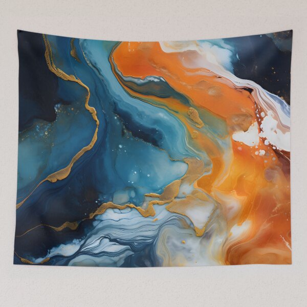 Item preview, Abstract Blue and Orange Tides designed and sold by meggydesigns.