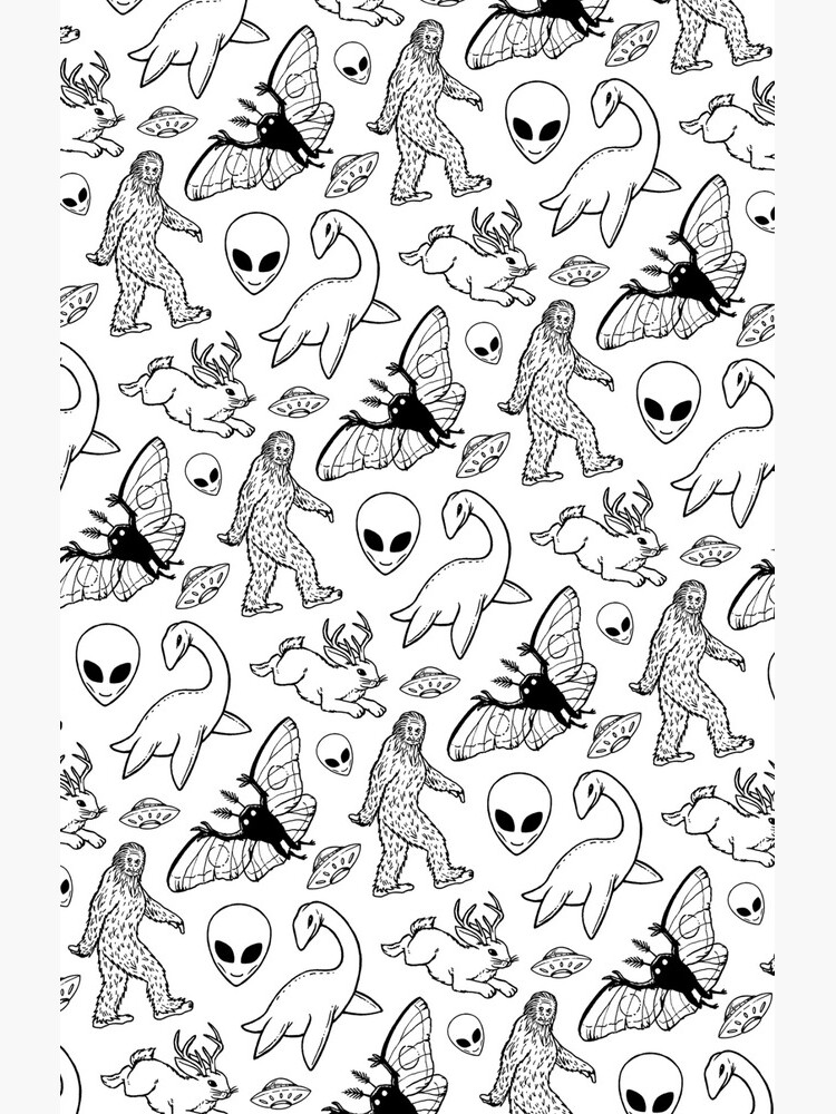 Cryptid Pattern (White Background) by dianeleonardart