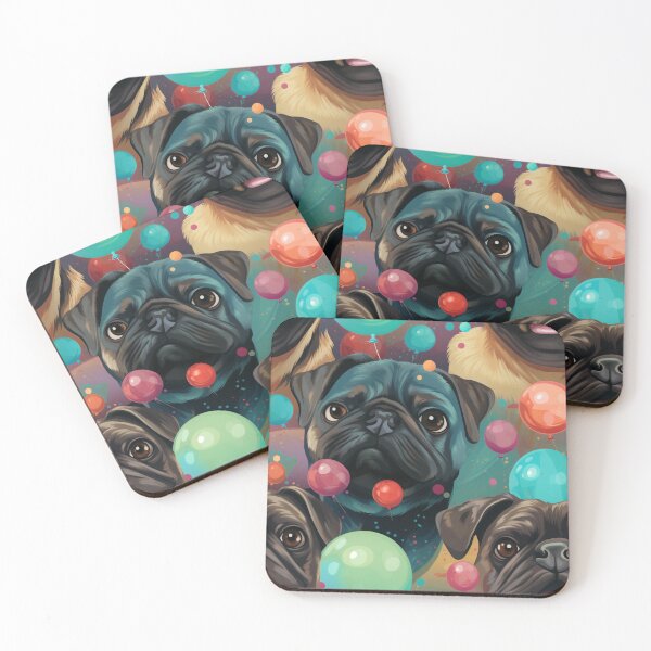 Item preview, A pug with balloons is irresistibly cute and adorable designed and sold by StrawberryJolly.