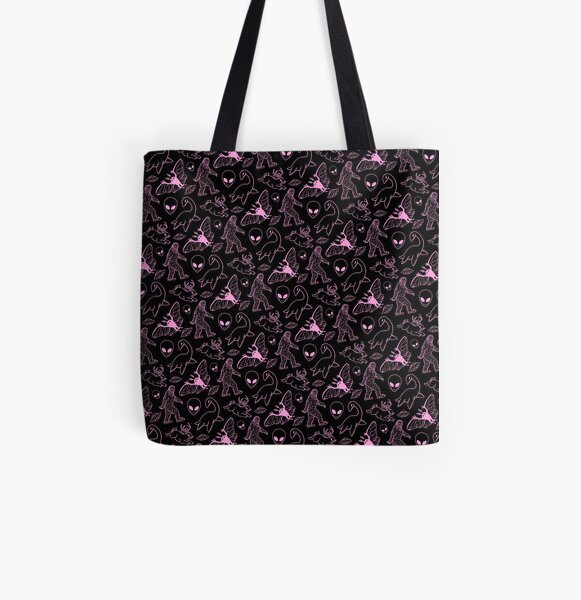 Cryptid Pattern (Pink Lines) All Over Print Tote Bag