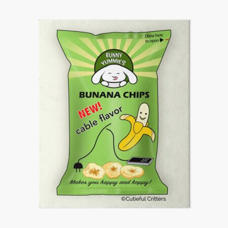 Aperçu de l'œuvre Conception de chips de banane aromatisées au câble créée et vendue par Cutieful Critters.