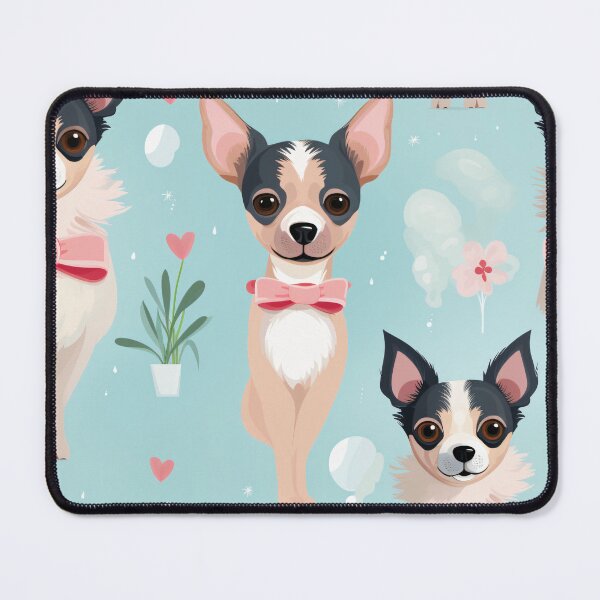 Item preview, A cute Chihuahua with pink bows and hearts dazzles designed and sold by StrawberryJolly.