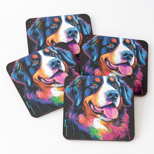Artikelvorschau, Berner Sennenhund Bunter Hund in buntes Popart Watercolor Style entworfen und verkauft von WallyPink.
