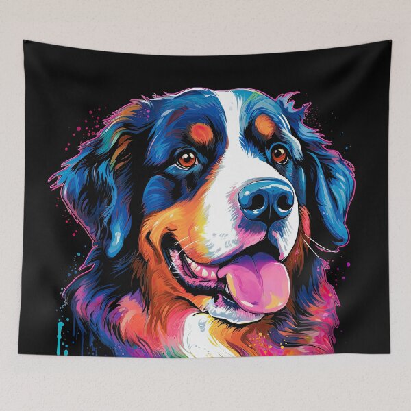 Item preview, Bernese Mountain Dog Colorful dog in colorful pop art watercolor style designed and sold by WallyPink.