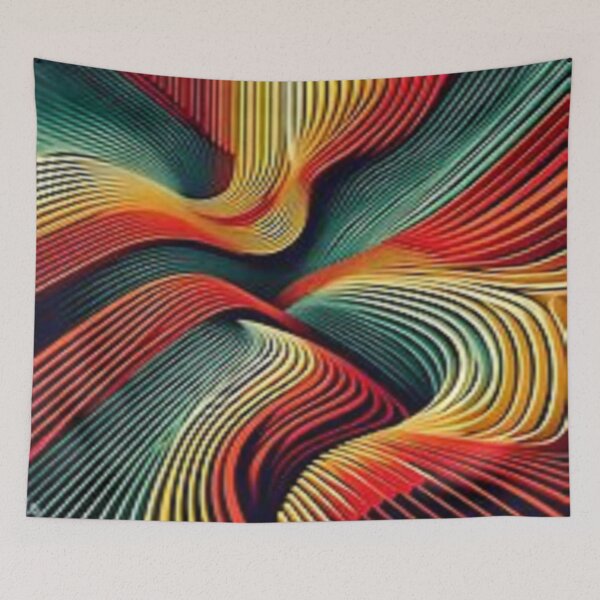Item preview, red,green and yellow wavy lines designed and sold by nigejohn.