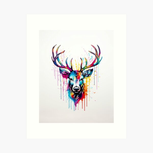Rainbow Stag Art Print