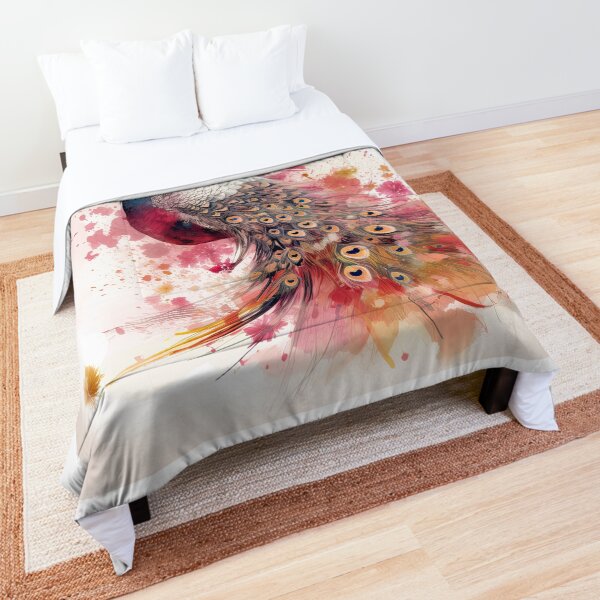 Carolina-water painted peacock Comforter