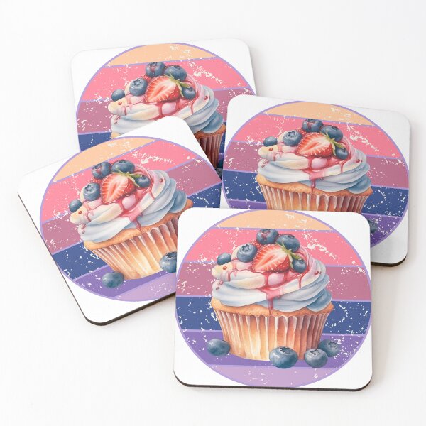 Item preview, blueberry cupcake with retro background designed and sold by Janetlousart.