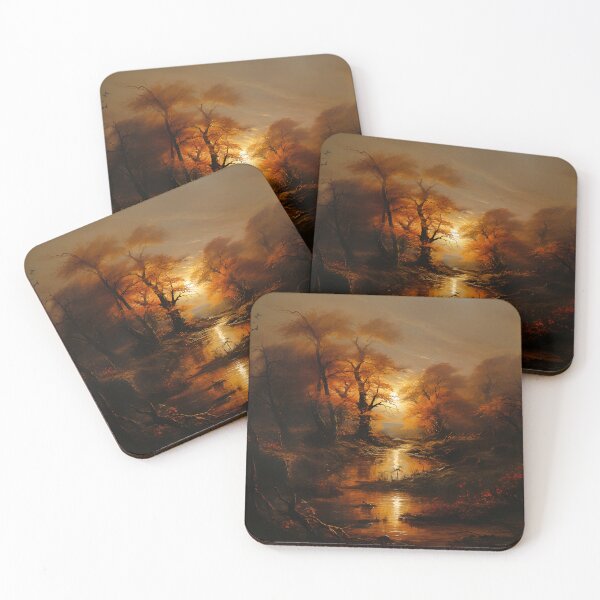Item preview, Sunrise, or sunset, in a forest drawn by an impressionist designed and sold by PetroliniVideo.