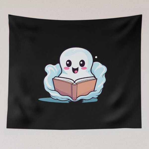 Item preview, Cute halloween ghost reading pink book designed and sold by Mateusz Majcherek.
