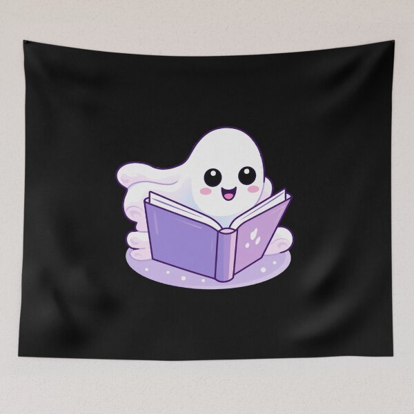 Item preview, Cute halloween ghost reading pink book designed and sold by Mateusz Majcherek.