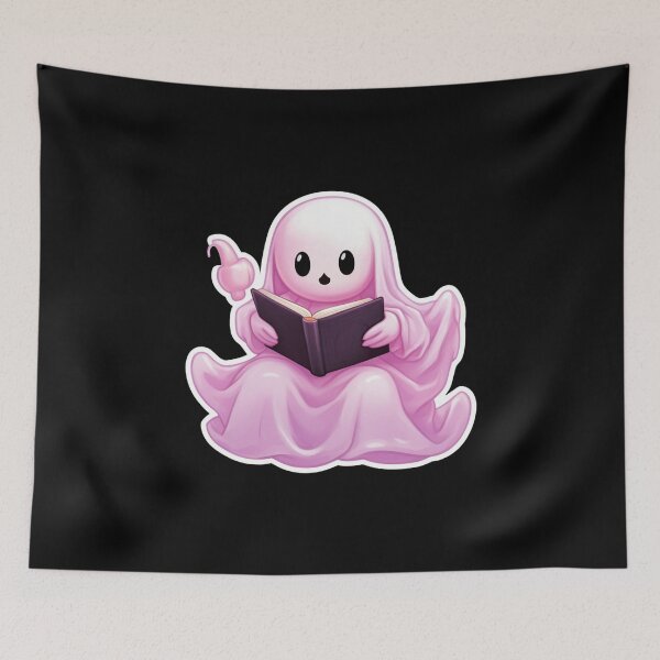 Item preview, Cute halloween ghost reading pink book designed and sold by Mateusz Majcherek.