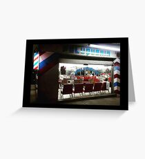Waiting for night partons at the local barber, Mexico City Greeting Card