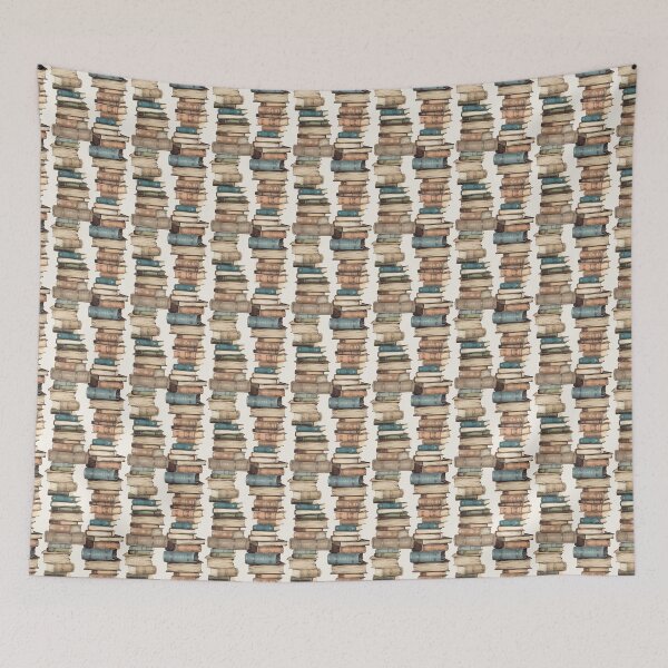 Item preview, Retro vintage books stacked and repeated designed and sold by PatternsFTW.