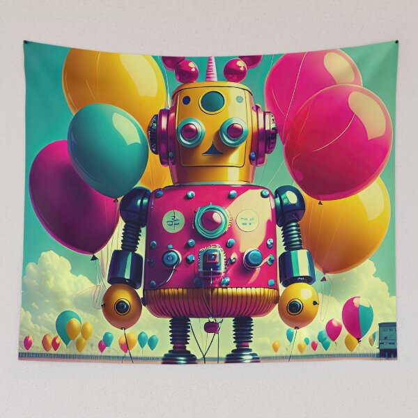 Item preview, Pink Retro Birthday Robot designed and sold by GooGooPop.