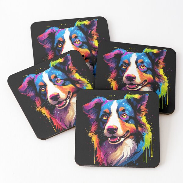 Item preview, Border Collie Colorful Dog Animal Portrait in Many Colors designed and sold by WallyPink.