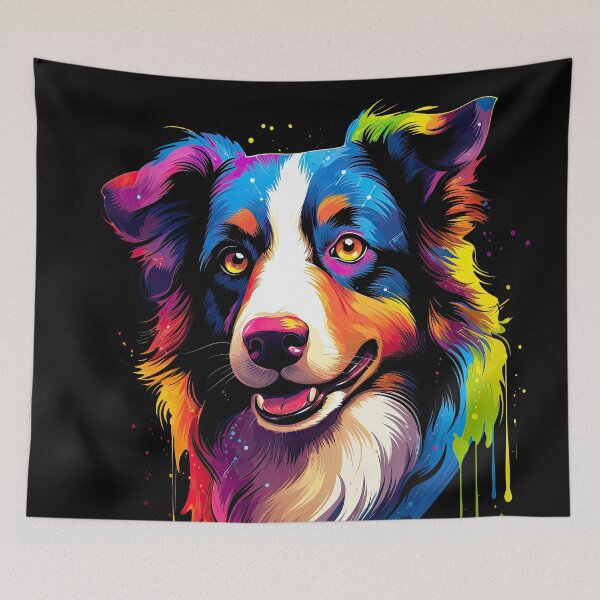 Item preview, Border Collie Colorful Dog Animal Portrait in Many Colors designed and sold by WallyPink.