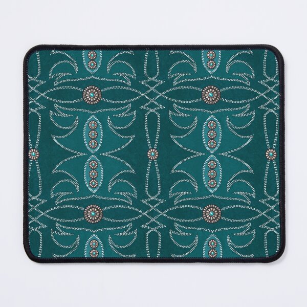 Item preview, cowboy boot style stitching with conchos on turquoise  designed and sold by Marcia and Ron Stacy Studios.