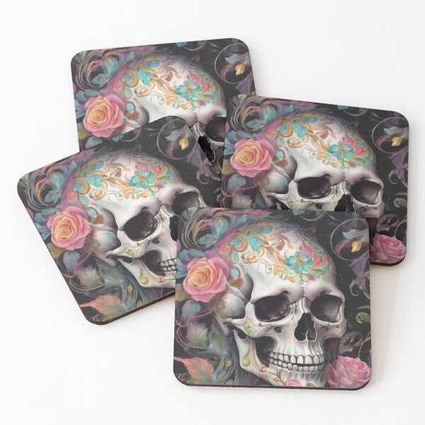 Artikelvorschau, Niedlicher und gruseliger Totenkopf mit Blumen entworfen und verkauft von Zvezdas1991.