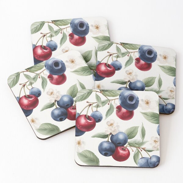 Item preview, Cherry and blueberry seamless pattern designed and sold by MiraCleAI.