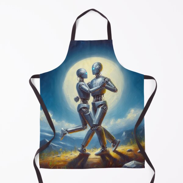 Item preview, Painting of robots dancing in the moonlight designed and sold by Andreja's shop.