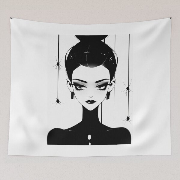 Item preview, gothic portrait of a lady with additional spiders in the spirit of true halloween for goths and other misfits designed and sold by Productsbane.
