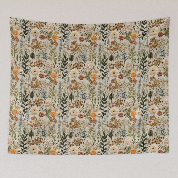 Item preview, Boho Wildflowers Fall Faux Embroidery Seamless Pattern designed and sold by TDKbyNeha.