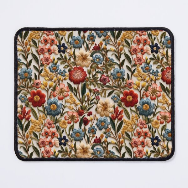 Item preview, Boho Multicolor Wildflowers Faux Embroidery seamless florals designed and sold by TDKbyNeha.