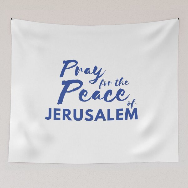 Item preview, Pray for the Peace of Jerusalem | Psalm 122:6 | Blue on White designed and sold by WordsToArt.