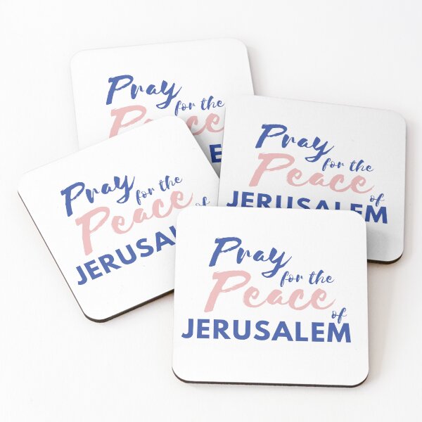 Item preview, Pray for the Peace of Jerusalem | Psalm 122:6 | Blue and Peach on White designed and sold by WordsToArt.
