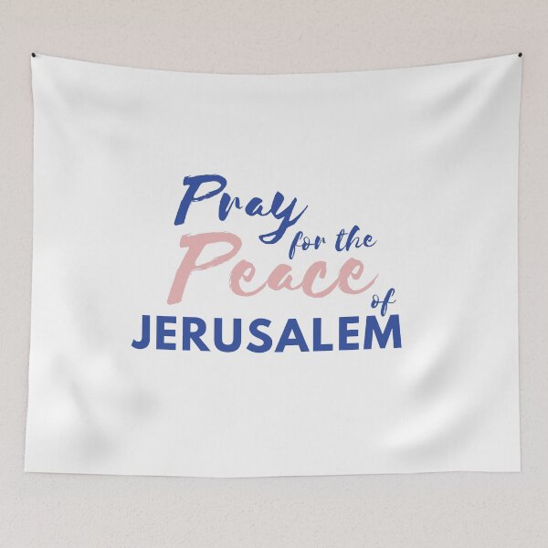 Item preview, Pray for the Peace of Jerusalem | Psalm 122:6 | Blue and Peach on White designed and sold by WordsToArt.