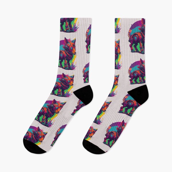 Item preview, Robotic Colorful Dog Art - Vibrant Digital Illustration designed and sold by HiveMechs.