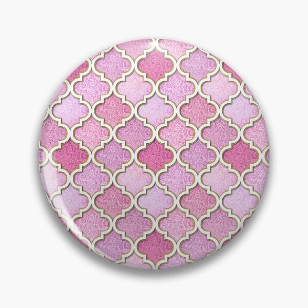 Item preview, Quatrefoil Morroccan tile in pink lace with gold designed and sold by MagentaRose.