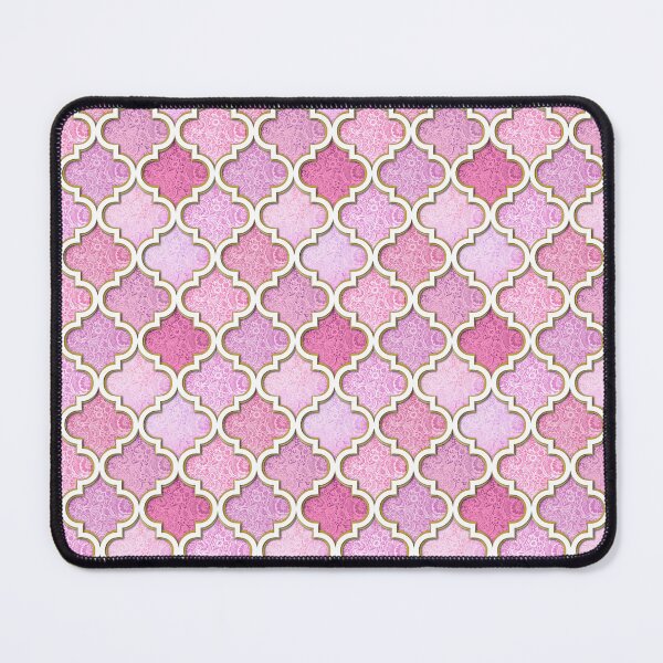 Item preview, Quatrefoil Morroccan tile in pink lace with gold designed and sold by MagentaRose.